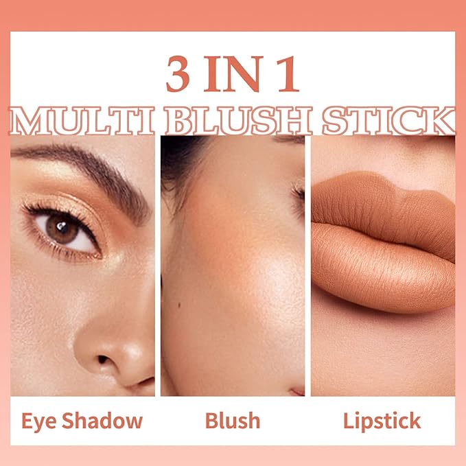 Boobeen Cream Blush Stick for Cheek Makeup, Multi Creamy Formula