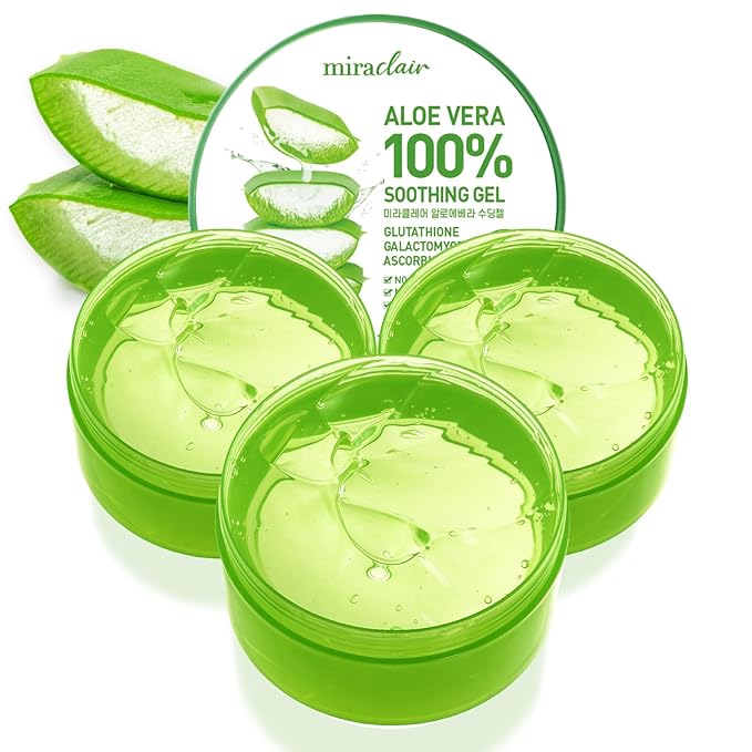 MIRACLAIR Aloe Vera Gel for Face, Skin, Hair & Sunburn Relief, Made with 100% Pure Aloe Gel for All Skin Types. Made in Korea. 300ml (10.1fl.oz) (3)
