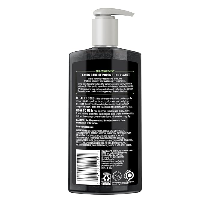 Bioré Deep Pore Charcoal Face Wash, Daily Facial Cleanser for Dirt & Makeup Removal, for Oily Skin, Value Size, 11.45 fl oz