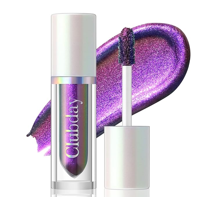 Noerrors Liquid Chameleon Eyeshadow,Metallic Purple Multichrome Eyeshadows,Multi-Reflective Eye Look,High-Impact Finish,Long-lasting Holographic Glitter Highlighter,Plum Eye Topper for Party Makeup