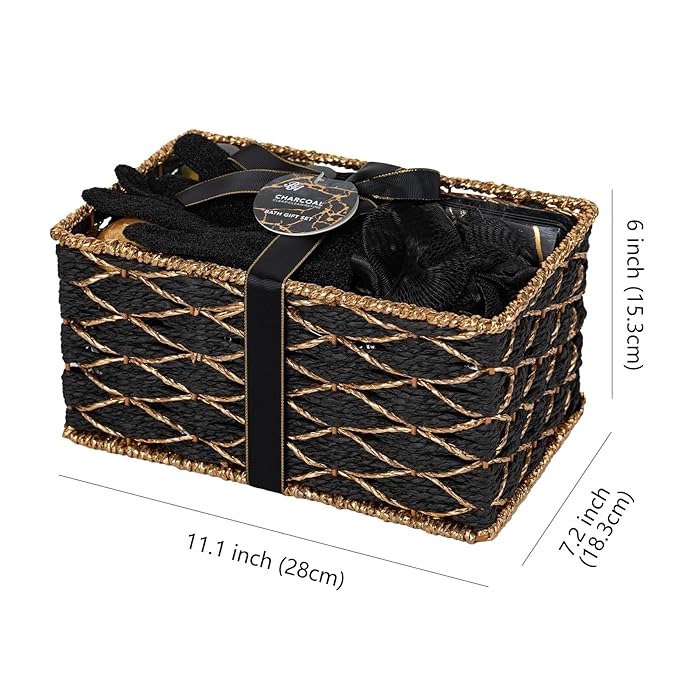 35 Pcs Valentines Day Gifts for Women & Men, Charcoal Bath & Body Gift Basket, Face Skin Care Kit, Self-Care Gift, Diffuser, Shower Gel, Massage Oil, Bath Bomb, Birthday, Christmas, Mother, Husband