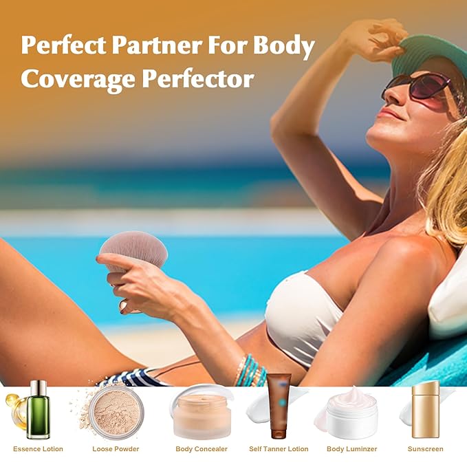 Extra Large Body Makeup Brush, Professional Self Tan Brush for Flawless Application, Wide Headed Body Bronzer & Leg Makeup Applicator, Streak-Free Blending Brush for Back & Arms (Gold)