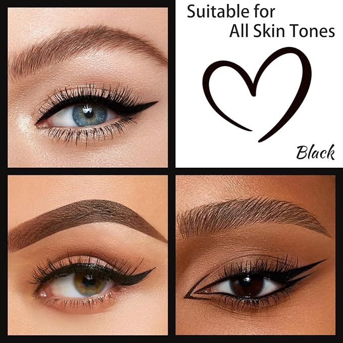 12 Pcs Black Eyeliner Pen, Long-Lasting & Waterproof Eyeliner, Quick-Drying Eye Liner Liquid Liner, Smudge-Resistant Black Eye Liner for All Skin Tones & Types, Highly Pigmented Eye Makeup