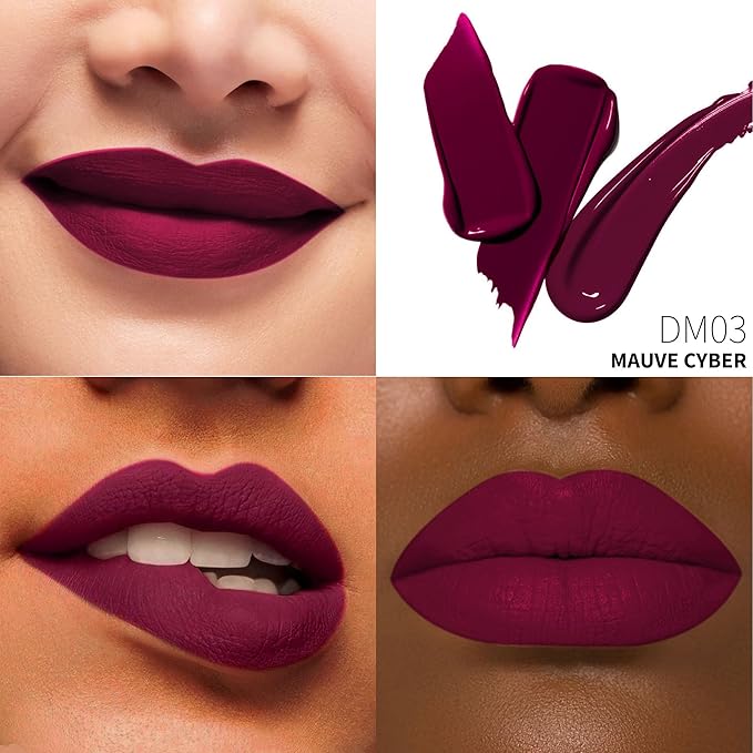 Depuplum Mauve Lipstick Matte for Women, Superstay Long Lasting Red Lipstick Smudgeproof Liquid Lipsticks, Cruelty Free Lip Makeup (DM03 Mauve Cyber)
