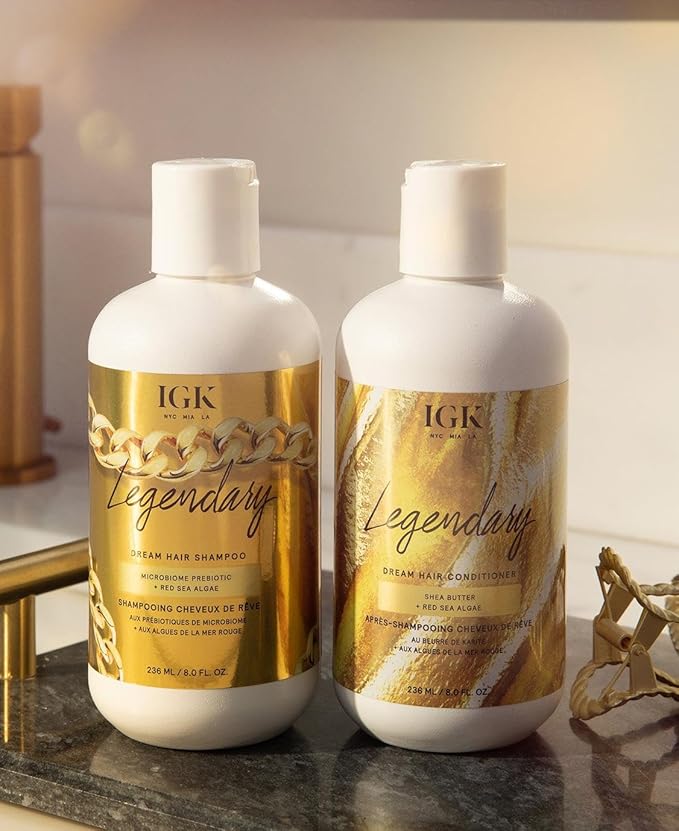 IGK LEGENDARY Dream Hair Shampoo & Conditioner Set | Hydration + Softness + Shine | Vegan + Cruelty-Free | 8 oz (Pack of 2)