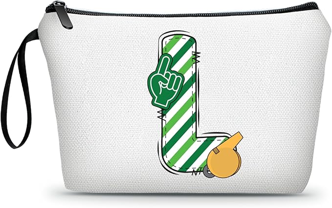 ARIOSEY Football Initial Birthday Graduation Gifts Cosmetic Travel Toiletry Bags Football Accessories Party Favors for Women Girls Daughter Niece Team Coach Friends -L