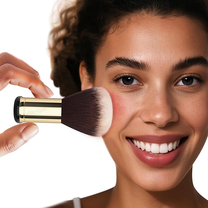Kabuki Brush Blush Brush - with 3D Gradient Density Ultra-Soft Synthetic Bristles, Lightweight Non-Shedding Blush & Foundation Makeup Tool