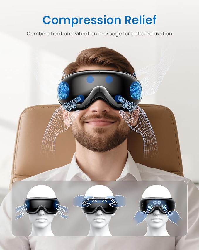 RENPHO Eye Massager with Heat, Eyeris 1 Heated Sleep Mask, Headache Massager for Migraine Relief Stye Eye Care Dry Eyes Relax Improve Sleep