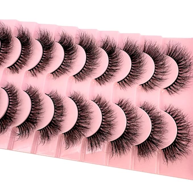 HBZGTLAD Soft Mink Eyelashes 3D Curl Winged End Eye Elongated Fake Lashes Thick Handmade Natural False Eyelash Messy Cross Lash Wholesale (WF606#)
