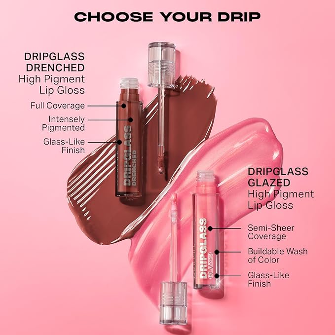 MORPHE Dripglass High Shine Lip Gloss - Semi-Sheer or Full Coverage Lip Color with Glass-Like Shine and Nonsticky Finish - Infused With Squalane & Vitamin E - So Transparent (0.13 fl oz)