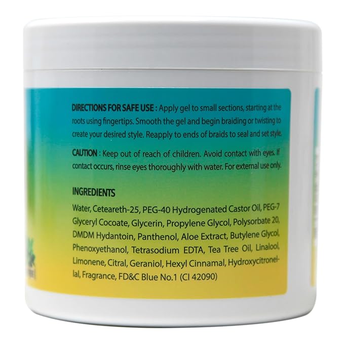 BELLATIQUE KOOL Braiding Gel Maximum Hold for LOC & Twist - No Flaking, No Whitening, Fast Drying, High Shine, Cool & Refreshing, Long Lasting Hold (5 oz)