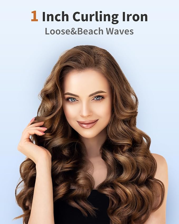 1 Inch Curling Wand Long Barrel, Dual Voltage Hair Curling Iron Wand Ceramic for Long Hair,10 Adjustable Temp