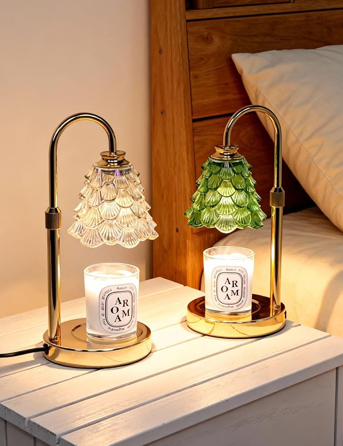Candle Warmer, Flameless Green Candle Warmer Lamp with Timer, Adjustable lamp Candle Warmer for Jar Candles, Small Candle Warming Lamp, Cute Candle Light Warmer Candle Melter Lamp