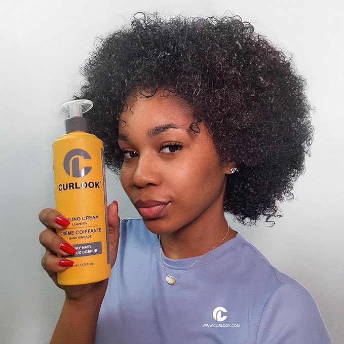 CURLOOK Kinky-Coily Hair Leave-in Styling Cream - Silicone Free With Niacinamide, Creatine, Minerals, Triolein Oil, Shea Butter, Murumuru Butter and Scalp & Plant Extracts - Made in Canada