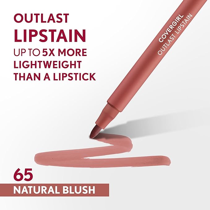 COVERGIRL Outlast Lipstain Bundle - Natural Blush 65 and Tangelo 25 Shades, Vegan Formula