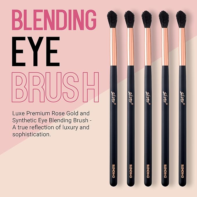 Skone Cosmetics Blending Eye Brush - Luxe Premium Rose Gold and Synthetic Eye Blending Brush - Professional Grade Nylon Blending Brush Used To Blend Eye Shadow Edges and Fine Lines - Blending Brush For Makeup Eyeshadow - Cruelty Free Makeup Brushes
