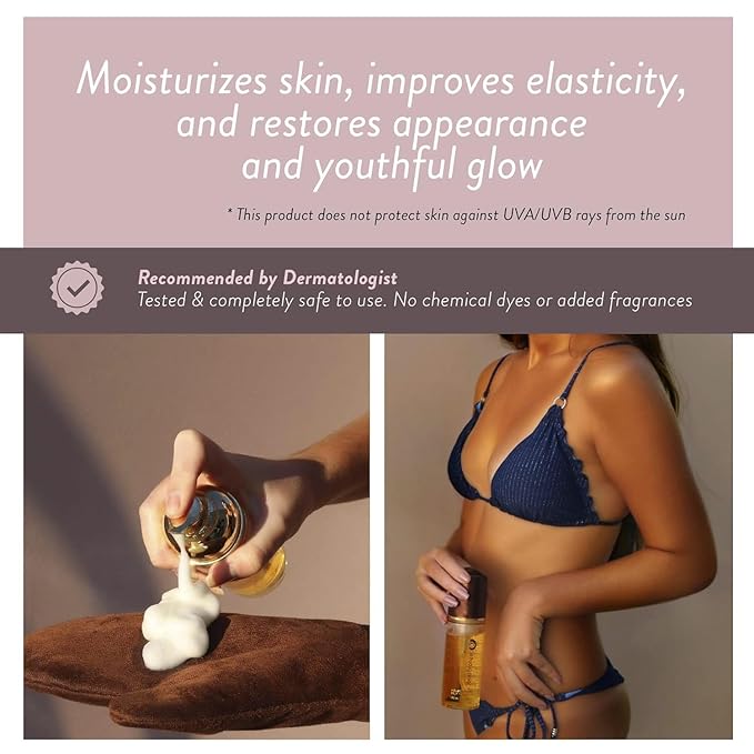 Best Bronze Self Tanner Mousse with Tanning Mitt, 1.7 Fl Oz - Clear Vegan Self Tanning Foam for Light, Medium, Dark Skin Tones - Easy-to-Use Body Bronzer for Oily, Sensitive, Dry Skin