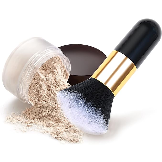 Makeup Blush Brushes for Cheeks, Travel Size Face Powder Brush for Loose Powder, Fluffy Foundation Brush for Face, Blush/Powder/Eye Shadow Brush Set, Beauty Tools (Black)