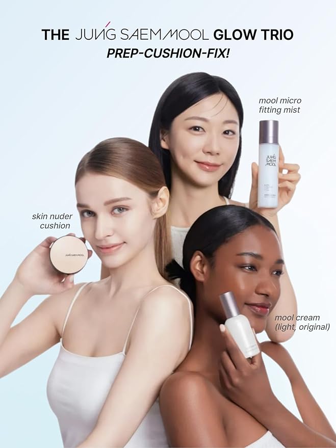 JUNG SAEM MOOL Essential Skin Nuder Cushion | Natural Finish, Buildable Coverage Cushion Foundation by Korean Makeup Artist (Refill Not Included, 0.49 Fl Oz), 21W Medium