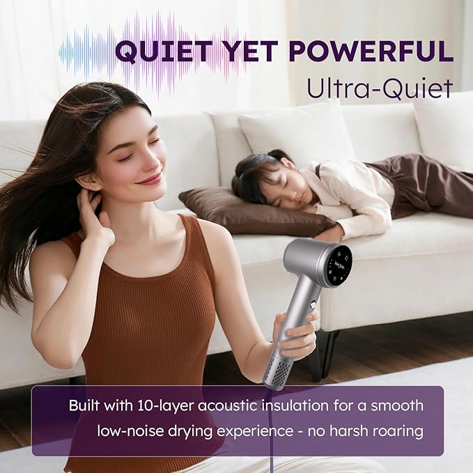 Hair Dryer, Professional 600 Mmillion Ionic Hair Dryer for Women, Men, Travel, Salon, Fast Drying, Low Noise, Lightweight, Mini Hair Blow Dryer Without Heat Damage for Fine Hair(Slive)