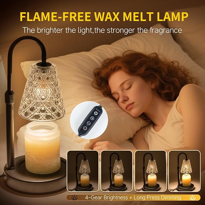 Candle Warmer Lamp with Timer Dimmable,Valentines Day Gifts for Her Women Mom, House Warming Gifts New Home Decor, Wax Melt Warmer with 2 Bulbs