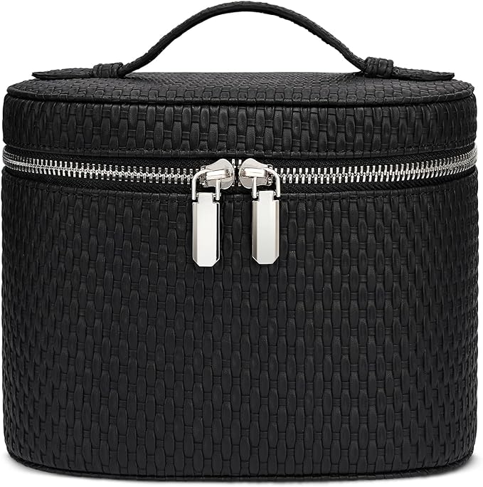 honitty Makeup Bag, Travel Make up Case with Compartments and Handle, Portable Cosmetic Organizer Bags,Toiletry Bag for Women