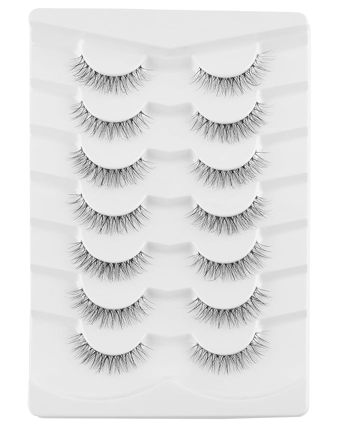Onlyall Natural False Eyelashes Wispy Clear Band Fake Lashes H86