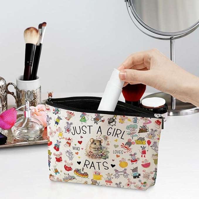 Rat Gifts Animal Lovers Gifts for Women Cute Rat Stuff Cosmetic Bag travel Makeup Bag Gifts for Women Daughter Coworker Friend Birthday Friendship Boss Day Anniversary Graduation Christmas Mothers Day
