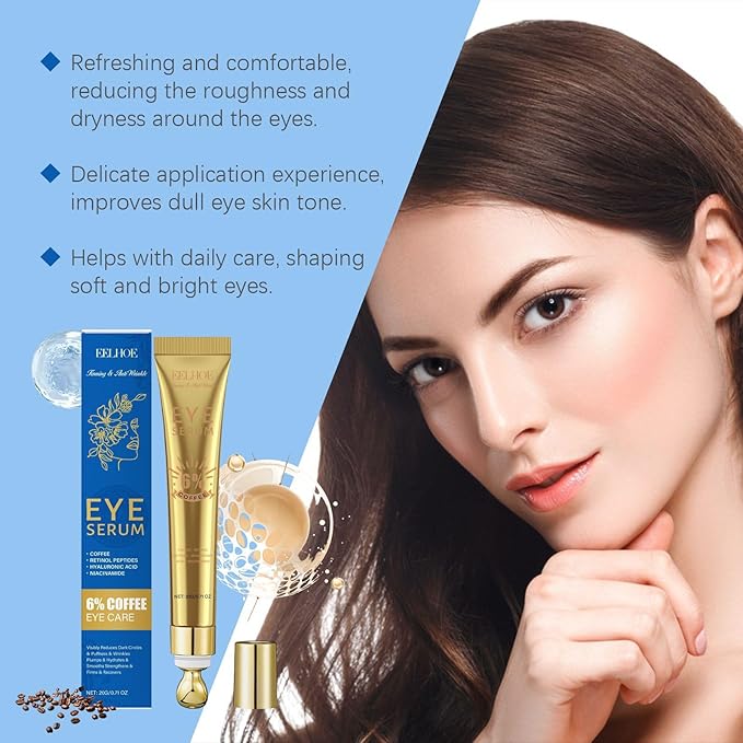 Retinol Eye Serum for Dark Circles & Puffiness with Niacinamide, Hyaluronic Acid & Caffeine - Anti-Aging Under Eye Treatment for Wrinkles, Brightening, Firming & Depuffing