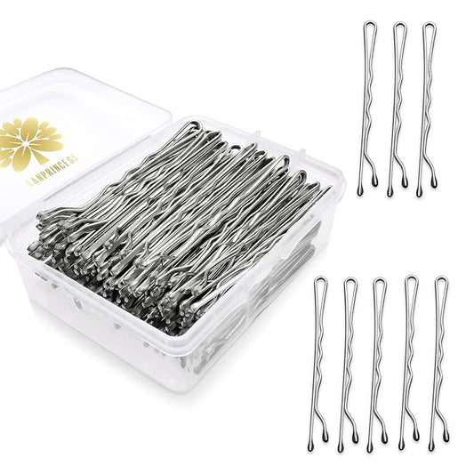 100PCS 2.4Inch Bobby Pins Silver,Pain-Free Bobby Pins for All Hair Types,Hair Pins for Women Girls,Hairpins for Buns with Box(Silver)