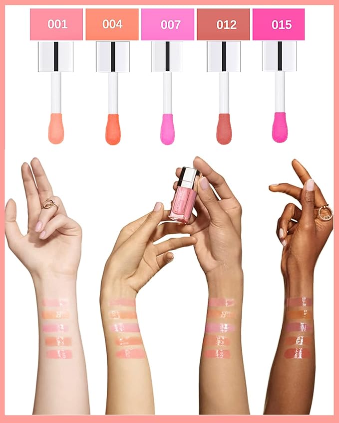 Plumping Lip Glow Oil - Hydrating Tinted Gloss, Reviver Oil, Long Lasting Moisturizing Clear Plumper Tint for Care and Dry Lips - Thanksgiving Makeup Gift for Women (#012 Rosewood)