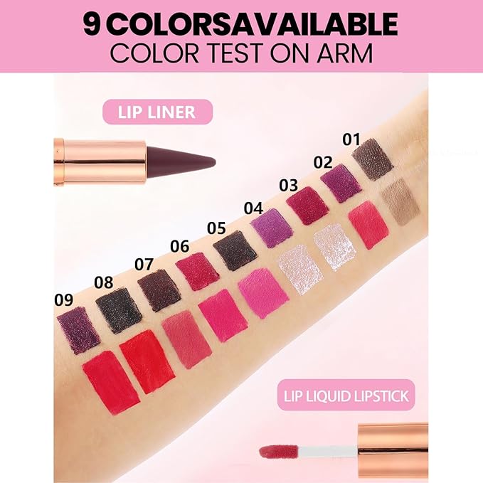 Clear Gloss and Lip Liner Liquid Lipstick Lip Combo, Lip Combo Sets for Black Women,High Pigmented Matte Lip Kit , Waterproof Long Lasting Lipstick Lip Combo Set Lip Kit with Lip Liner and Gloss #3 | Clear moisturizing