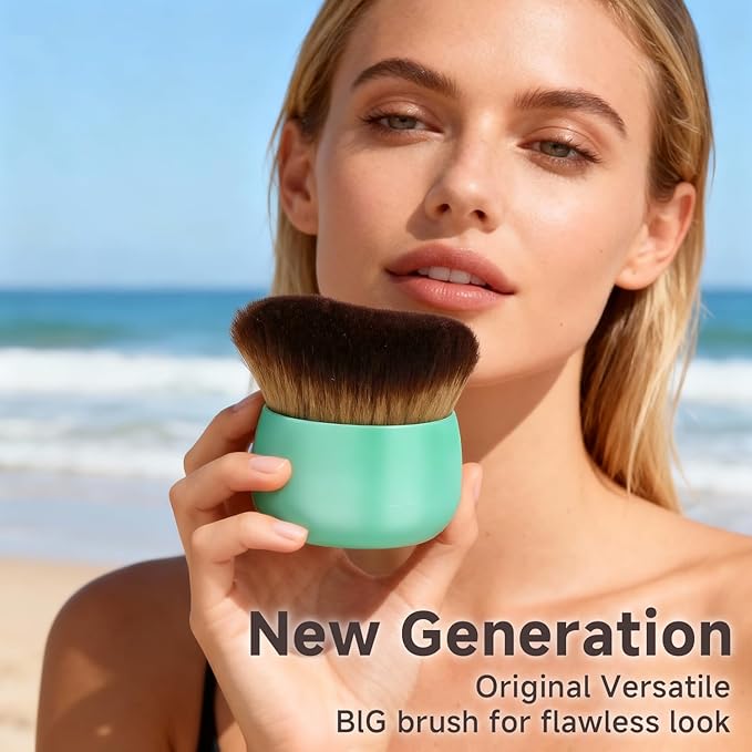 Makeup Blend & Blur Extra Large Body Brush for Self Tanner,Leg Makeup & Bronzer Self Tan Applicator, Powder, Foundation, Blusher, Bronzer，Massager for Face Gift box (Bronze)