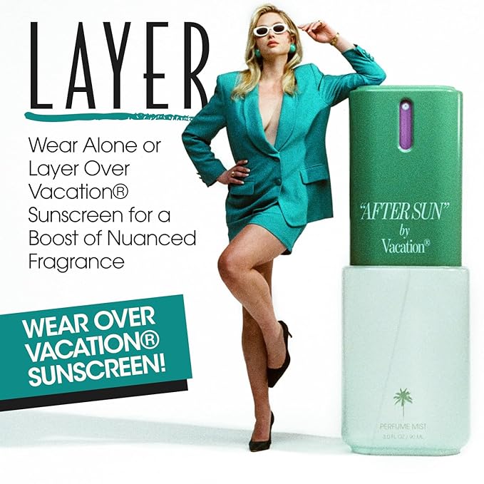 VACATION AFTER SUN Body Mist, Perfumed Body Spray for Women & Men, Aloe Vera, Iced Cucumber Water & Green Tea Verjus Scent, Layer with Eau de Toilette, Summer Fragrance, Travel Size 3 fl oz