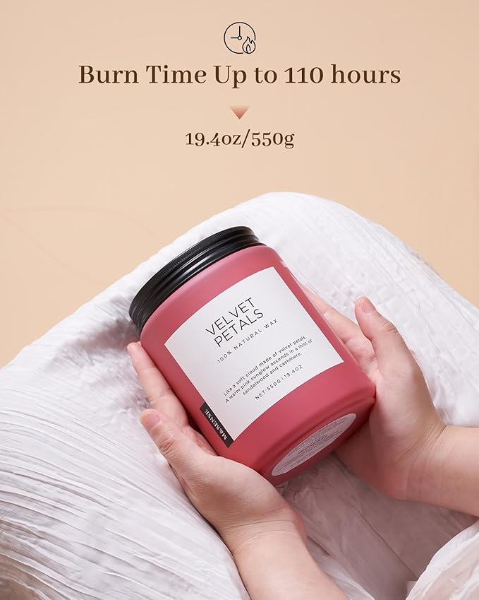 M&SENSE Sandalwood Rose Scented Candle Large Candles for Home, 110 Hour Long Lasting Natural Soy Wax 19.4oz Luxury Floral Scented Candle for Valentine's Day Birthday Gifts