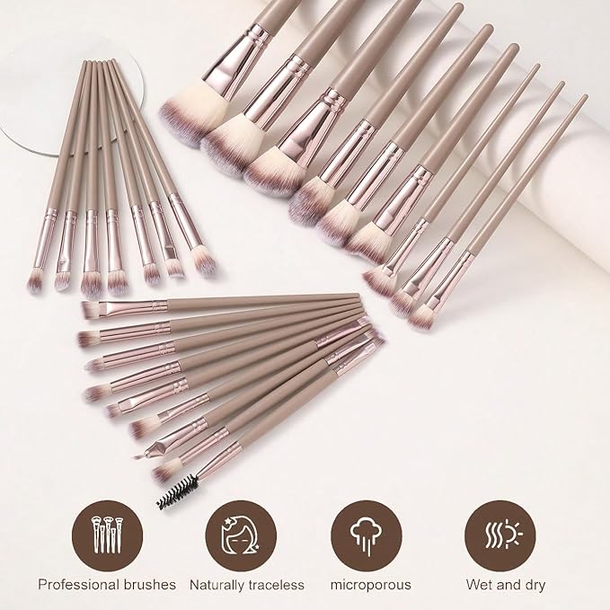HGHDBT 42Pcs Brown Makeup Brushes Set Professional Makeup Kit Multi-functional Makeup Tool Set with Facial Makeup Accessories, Foundation Makeup Brush Kit Eye and Face Make up Brushes & Tools