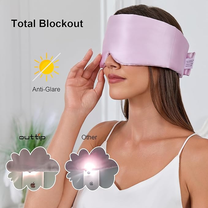 100% Mulberry Silk Sleep Mask for Women & Men Beauty Sleep, Adjustable Blindfold Silk Eye Mask for Sleeping Side Sleepers, Soft Pressure-Free Design for Home, Travel, Office, Napping, Christmas Gift