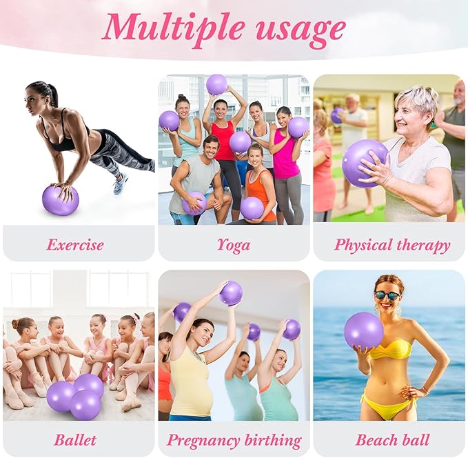 Aoriher 10 Pcs Small Exercise Pilates Ball 9 Inch Mini Yoga Balls Anti Burst and Slip for Stability, Fitness, Physical Therapy, Stretching & Core Strength Workout at Home Gym Office