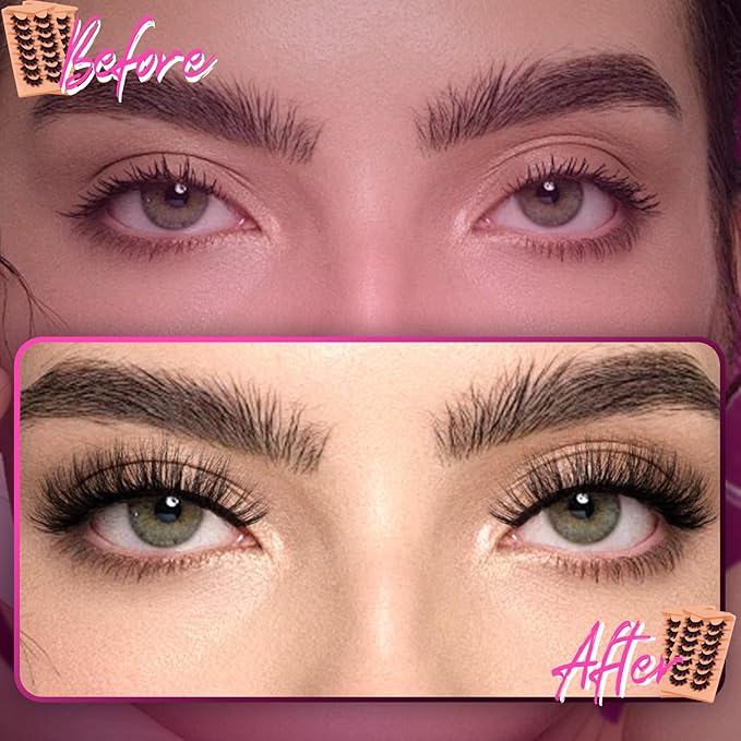 Veleasha Fluffy Lashes D Curl Soft Volume False Eyelashes Faux Mink Eyelashes Downy 10-18MM Thick Lashes Fuzz Fake Dramatic 7 Pairs Eyelash Pack (831)
