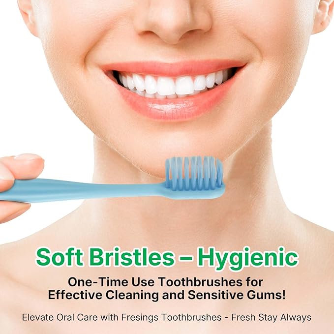 100-Pack Premium Bulk Disposable Toothbrushes, Individually Wrapped, Soft Bristles, Peanut Grip Handle for Travel, Guest Bathroom, Hotel & Emergency Kits, Family, Kids & Adults, Single Use
