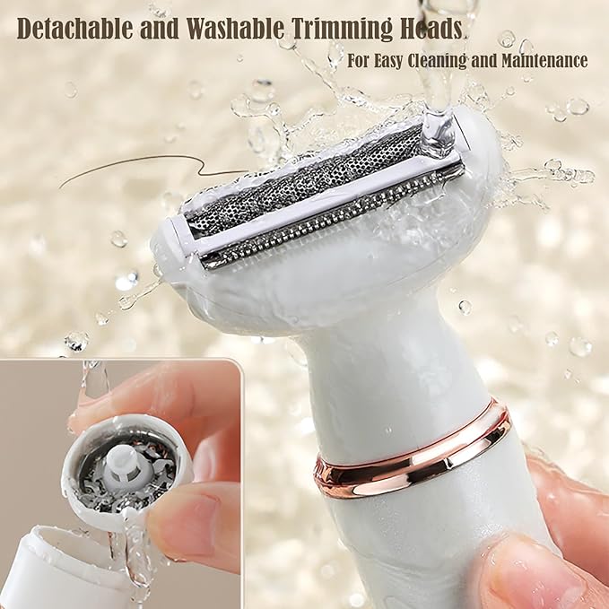 Electric Razor for Women: 2-in-1 Painless Epilator & Hair Removal Kit, Wet&Dry Use, Cordless, Type-C Rechargeable with Facial Hair Trimmer, 3-Blade Shaver Head, Plus Replacement Tip.BEAUTISILK