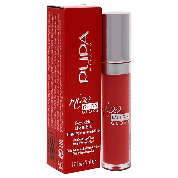 Pupa Milano Miss Milano Lip Gloss - Shiny, Smooth, Plump - Soft, Innovative Gel Texture - Glides Smoothly On Lips - For A Moisturizing And Volume Enhancing Effect - 203 Coral Emotion - 0.17 OZ