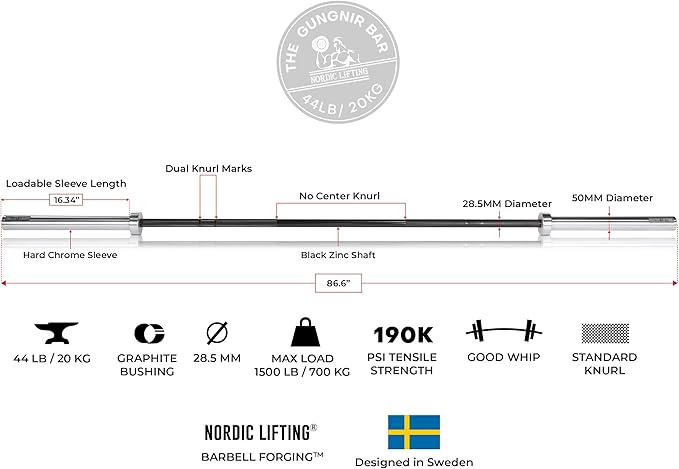 Barbell 7' Olympic for CrossFit & Weightlifting - 1500 Lb