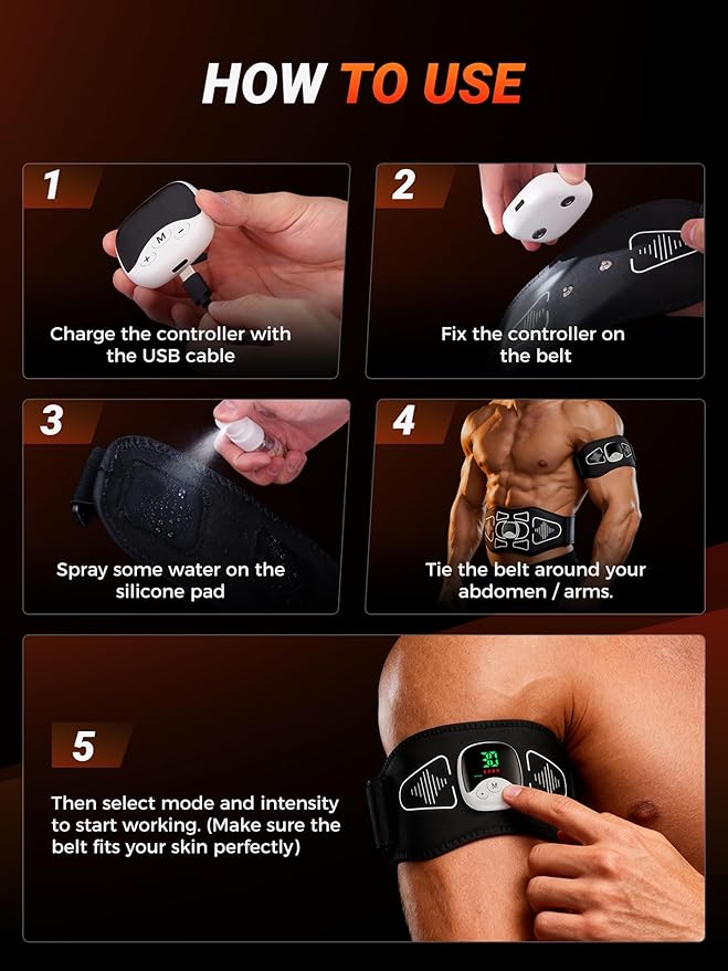 EMS Muscle Stimulator,Ab Stimulator Muscle Toner and Strengthens Abs,Waist, Arms, Legs, for Better Body Conditioning at Home for Men & Women Electronic Muscle Stimulator at Home for Men & Women