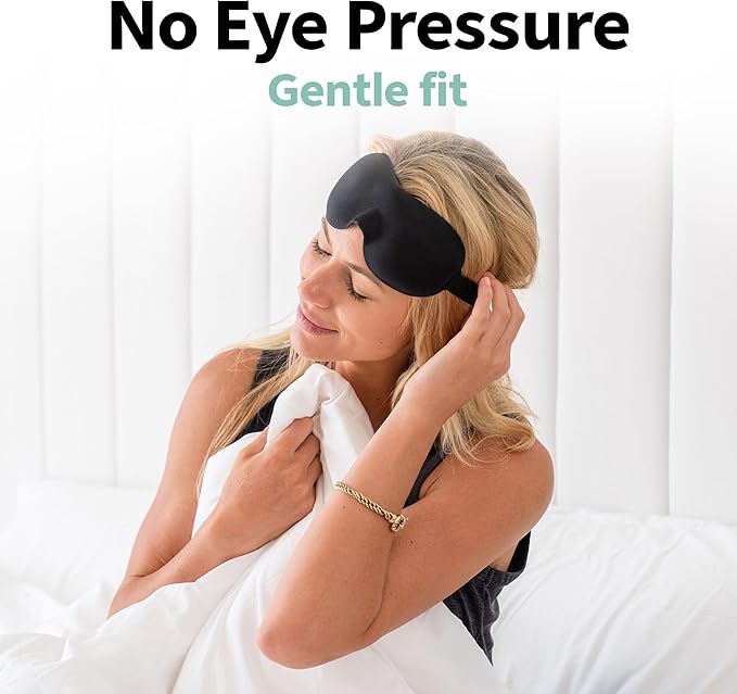 Nidra Contoured Sleep Mask for Side Sleepers – Zero Pressure Fit, Light Blocking Eye Shade for Sleeping & Travel – Blue, Standard Size
