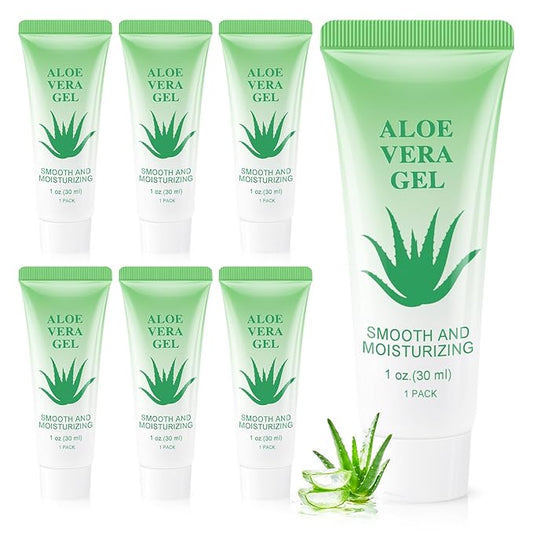 Travel Size Aloe Vera Gel Bulk Mini Natural Organic Aloe Vera Lotion, Individually Wrapped Moisturizer Soothing After Sun Aloe Cream for Face Body Skin Care Outdoor Vacation 1 Fl Oz (Pack of 10)