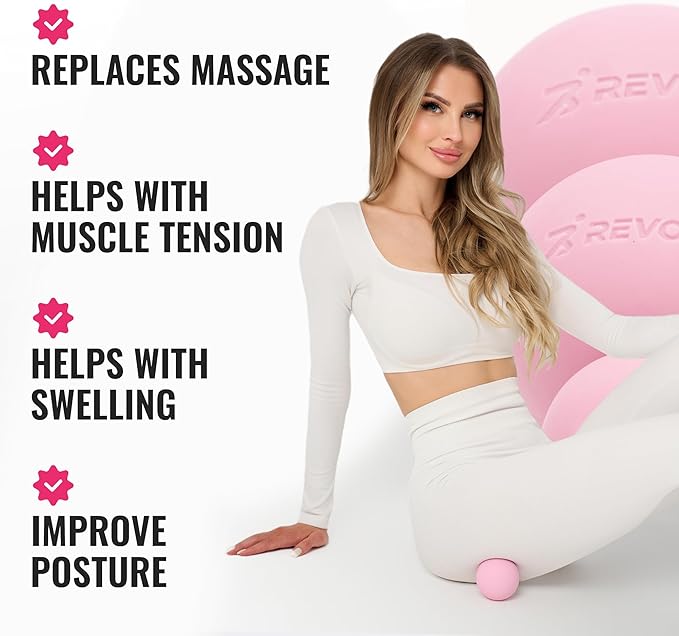 3 in 1 Massage Ball Set - Lacrosse Balls for Myofascial Release, Back Pain Relief, Face Fitness, Trigger Points, Yoga, Physical Therapy, Muscle Recovery and Soft Deep Tissue Massage (Pink)