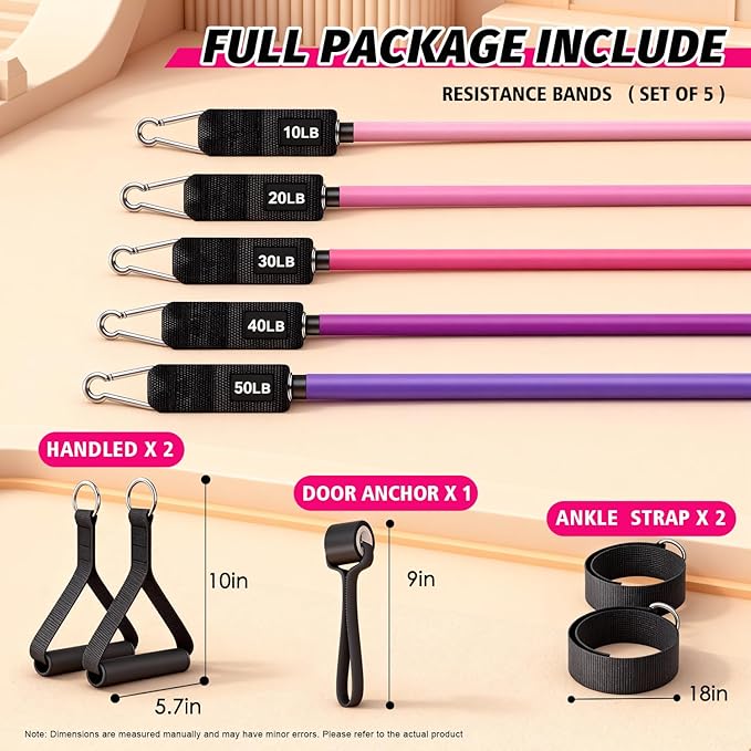 WHATAFIT Resistance Bands, Exercise Bands，Resistance Bands for Working Out, Work Out Bands with Handles for Men and Women Fitness, Strength Training Home Gym Equipment