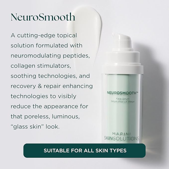 Marini SkinSolutions NeuroSmooth - Neuromodulating, Peptide-Powered Face Serum for Glass-Smooth, Poreless-Looking Skin - Cruelty Free - Made in the USA - 1 fl oz
