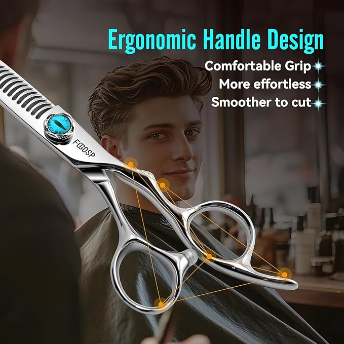 Thinning Shears for Hair Cutting Extremely Sharp Offset Design Using VG10 Stainless Steel for Barbers & Salon Stylists Smooth Motion Fine Craftsmanship Barber Scissors (Blending Shears)